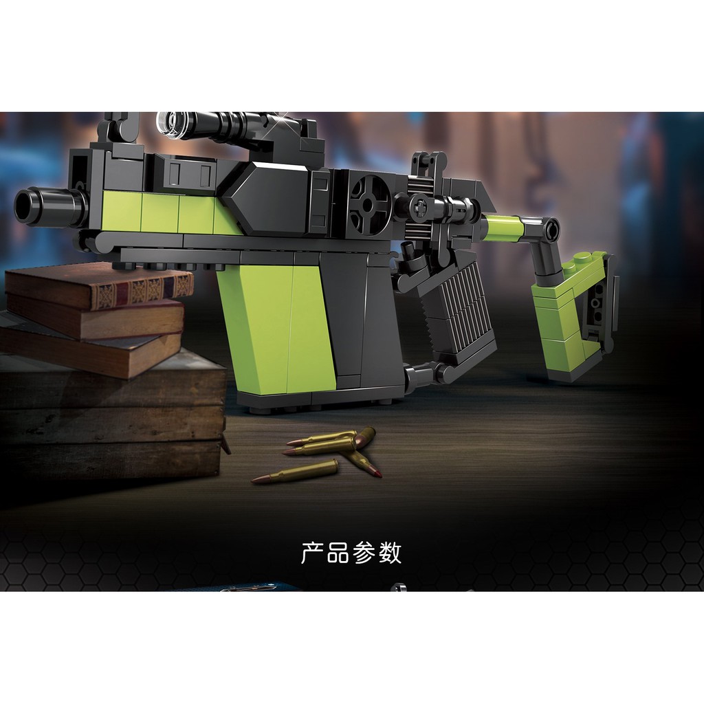 Đồ chơi lắp ráp Non Lego Pubg Zhe Gao QL 0454 army phụ kiện xếp mô hình súng AWM M24 Vector MK12 trọn bộ 4 hộp