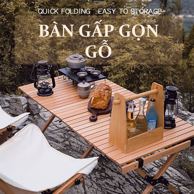 BÀN GỖ CẮM TRẠI DÃ NGOẠI XẾP GỌN - Bàn Gỗ Gấp Gọn Du Lịch MOUNTHIKER
