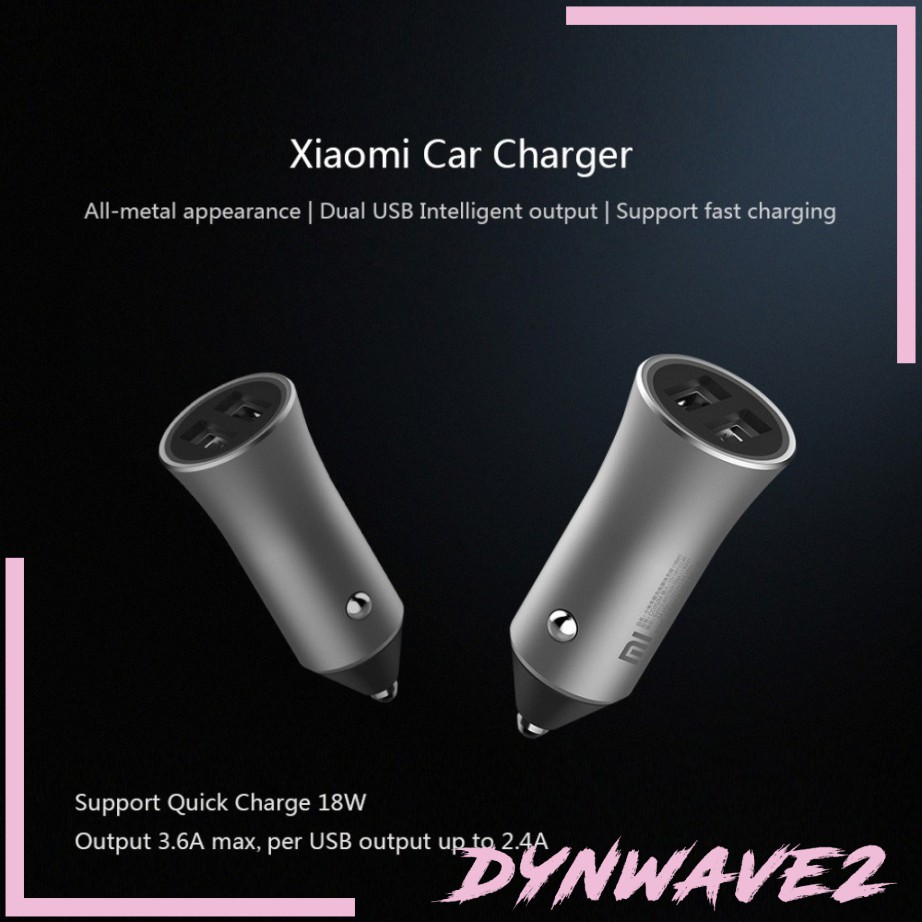 Tẩu Sạc Thông Minh Hai Cổng Usb Bằng Kim Loại Cho Xe Hơi Xiaomi Dynwave2