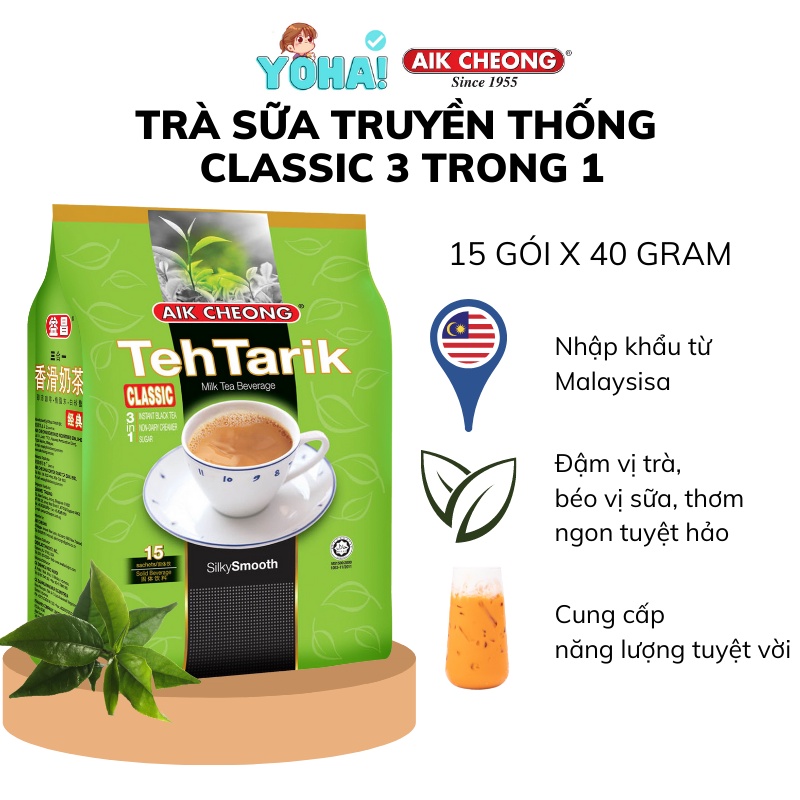 ✅ Trà Sữa Aik Cheong Vị Classic 3 In 1 600G (40 G X 15 Gói) - Nhập khẩu từ Malaysia