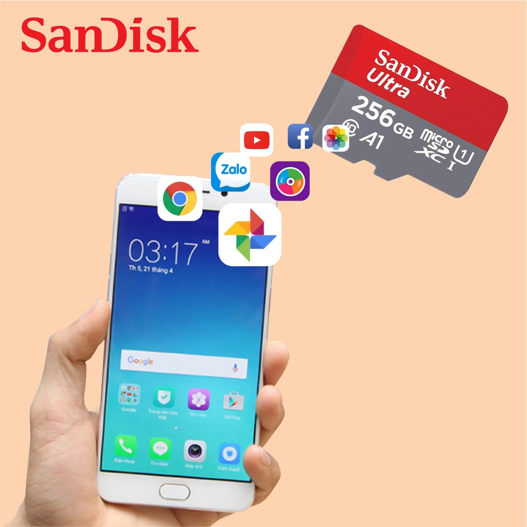 Thẻ Nhớ MicroSDHC SanDisk Ultra A1 256GB 120MB/s - SDSQUA4-256G-GN6MN - Hàng Phân Phối Chính Hãng