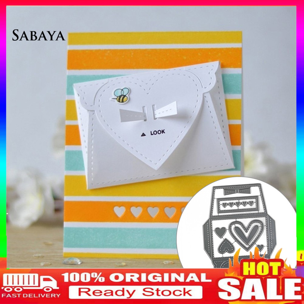 Khuôn Cắt Giấy Làm Từ Kim Loại Hình Phong Thư Trái Tim Trang Trí Scrapbook