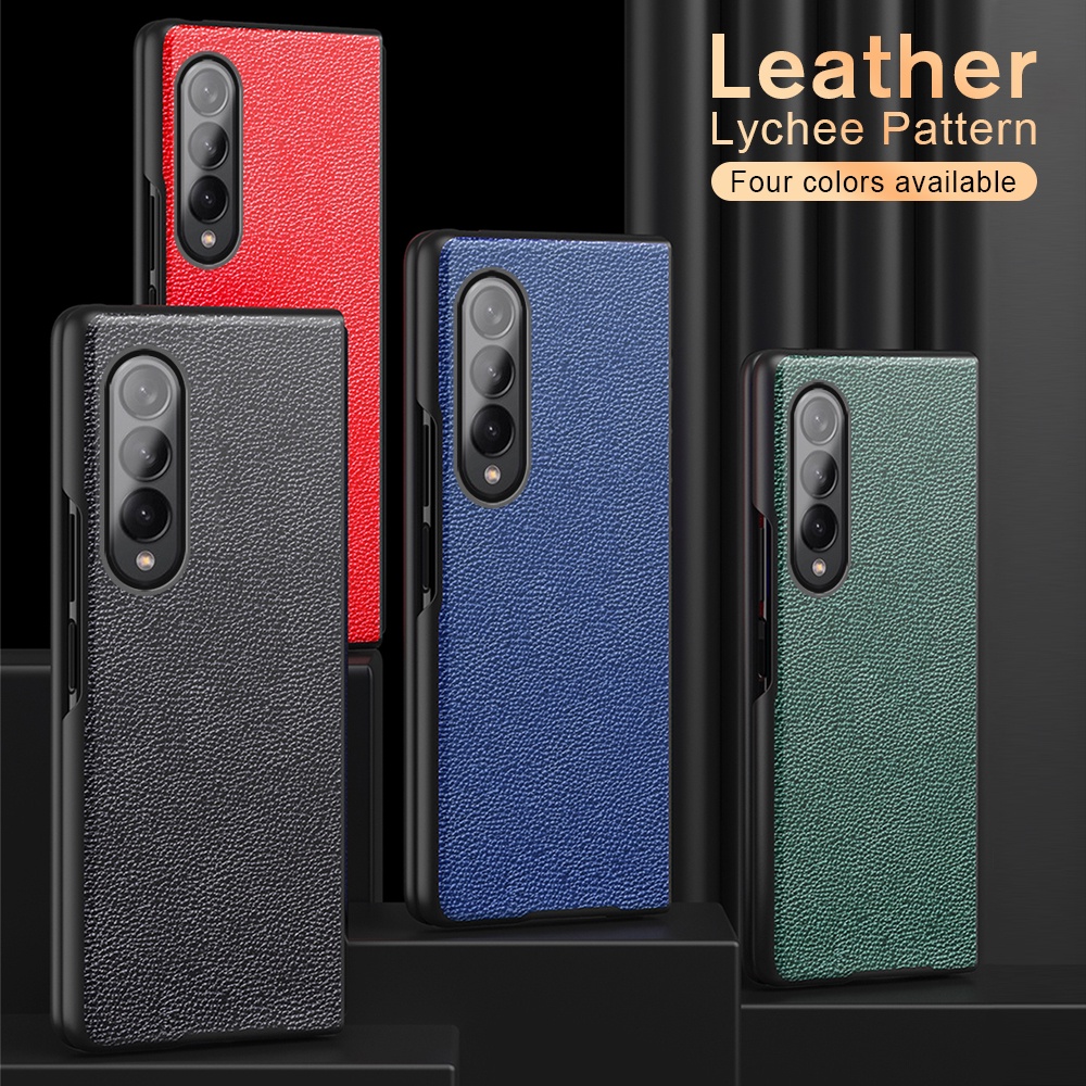 Ốp điện thoại vân da trái vải chống rơi chống sốc cho Samsung Galaxy Z Fold 3 5g Z Fold3 Zfold3