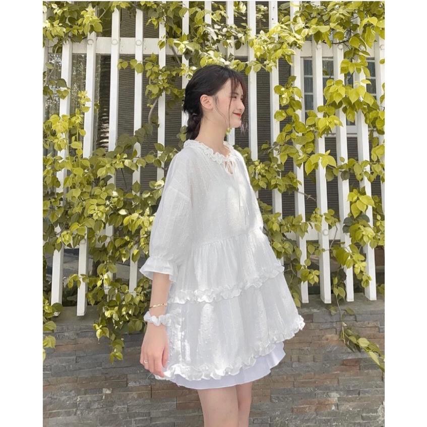 Set 2 món áo babydoll tầng tay bồng tiểu thư xinh xắn/ Set áo 2 dây mặc trong kèm áo babydoll mặc ngoài_xuongmaythuhien | BigBuy360 - bigbuy360.vn