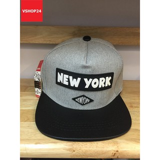 MŨ SNAPBACK CAO CẤP NEW YORK GHI XÁM VÀNH ĐEN 340