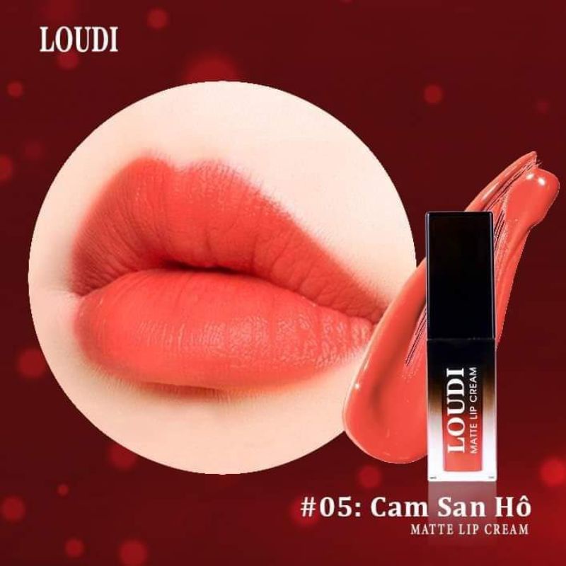 son kem Loudi siêu hot_màu cam san hô (giữ màu 12h_ lâu trôi,dữỡng ẩm cho môi)phù hợp với mọi lứa tuổi