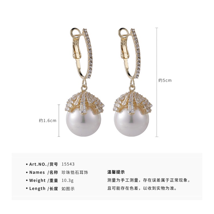 Bông Tai Mạ Bạc 925 Đính Ngọc Trai Kim Cương Tròn Phong Cách Hàn Quốc Thời Trang Cho Nữ 2022