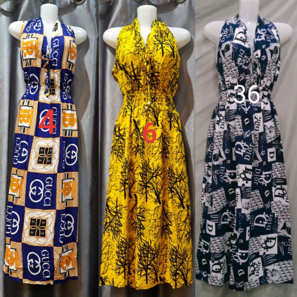 Maxi cổ buộc lanh thái [nhiều màu] | BigBuy360 - bigbuy360.vn