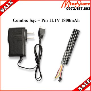 Combo Pin 11V 1800MAH Kèm Sạc - Pin Độ Cho Cano, Máy Bay Điều Khiển, Xe Và Các Dòng Đồ Chơi Chạy Pin (Loại dọc)