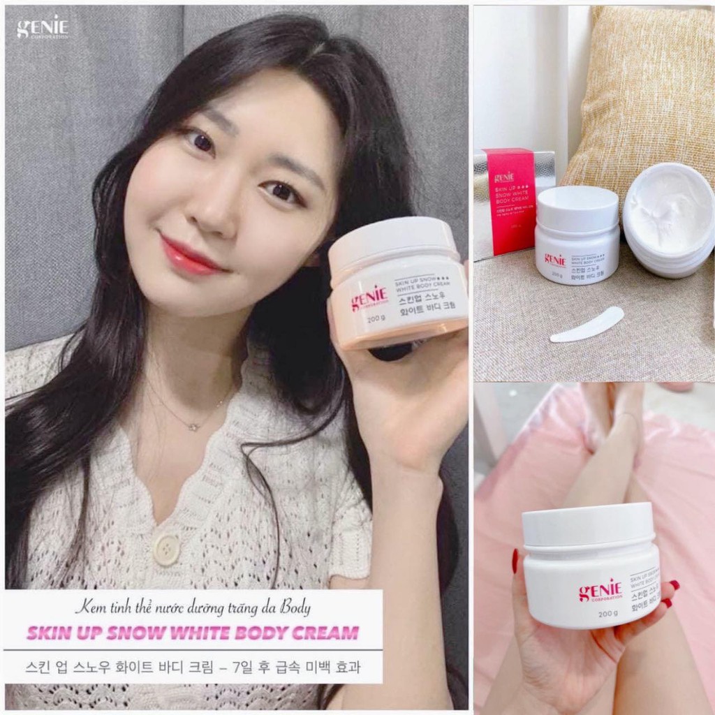 KEM BODY TINH THỂ NƯỚC GENIE SKIN UP SNOW WHITE BODY CREAM