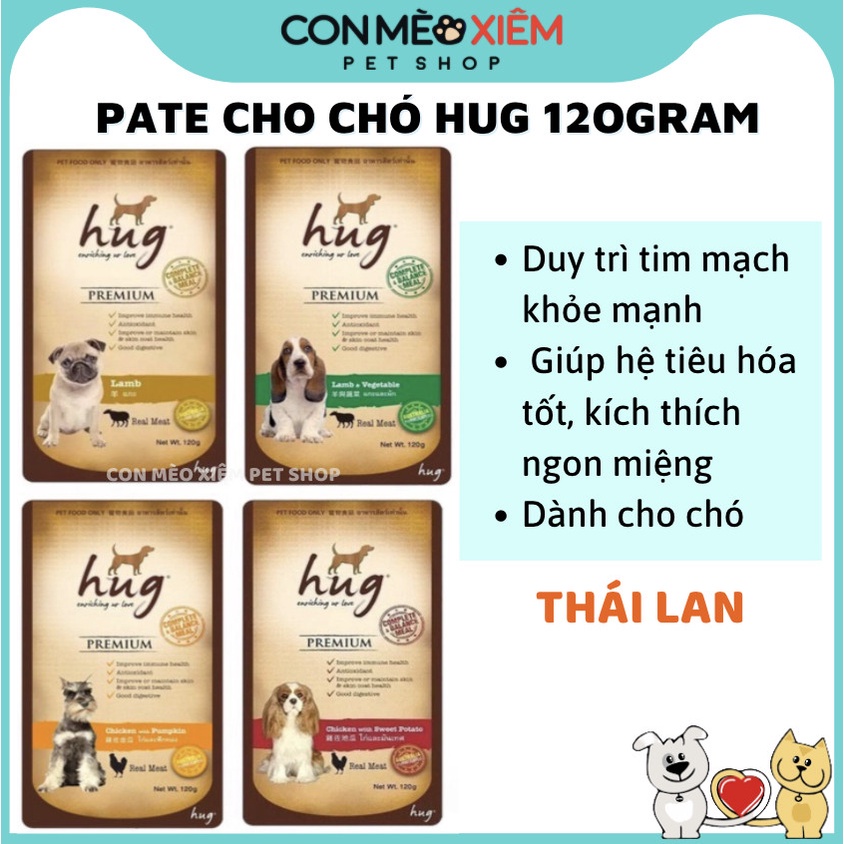 Pate cho chó Hug enriching ur love gói 120g, thức ăn ướt tăng cân mập cún cưng con lớn nhỏ Con Mèo Xiêm