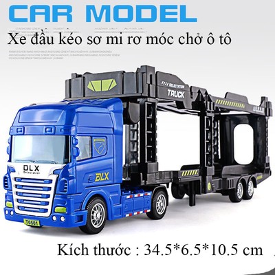 Đồ chơi mô hình xe đầu kéo sơ mi rơ móoc chở ô tô KAVY chạy đà quán tính ( 1 tầng)
