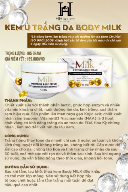 Kem ủ trắng da Body milk