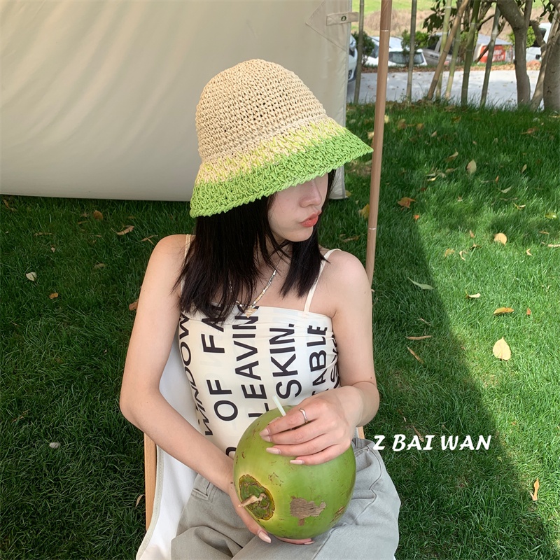 Mũ Cói Rộng Vành Chống Nắng Phối Màu Sắc Phù Hợp Thời Trang Đi Biển Mùa Hè