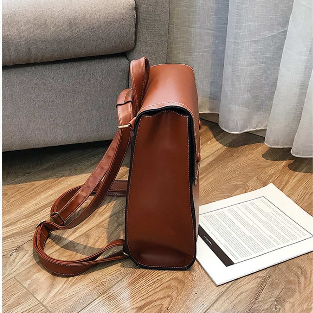 Balo Da❤️FREESHIP❤️Balo Nữ VINTAGE Phong Cách Thời Trang Hàn Quốc Mẫu Mới 2021 MS22