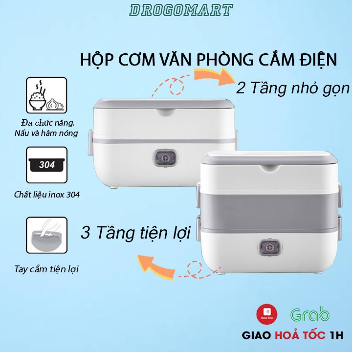 Hộp Cơm Cắm Điện 2 tầng 4 bát inox Giữ Nhiệt Đa Năng, Hâm Nóng Và Tự Nấu Chín Thức Ăn