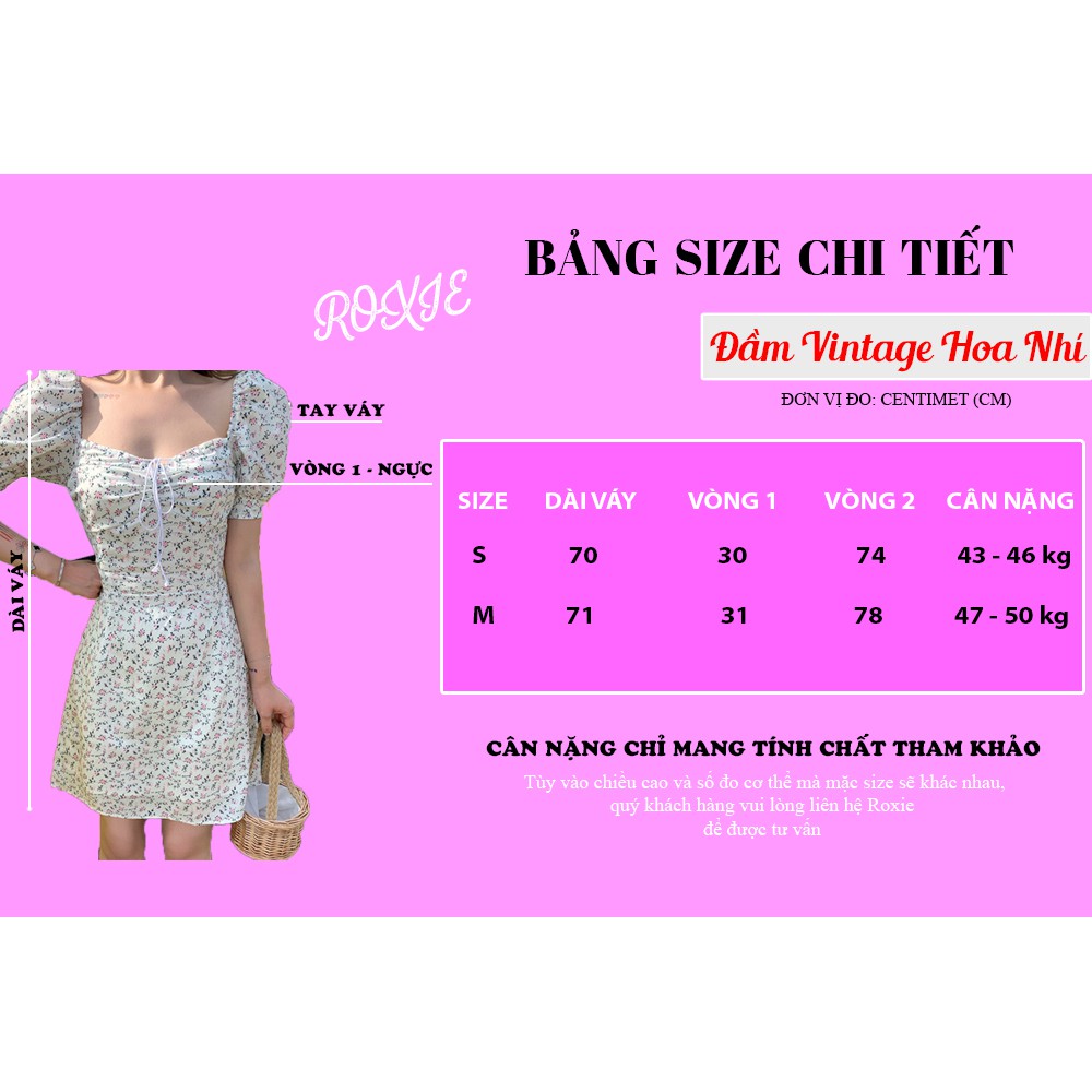 Váy hoa nhí vintage cổ vuông dáng ngắn ôm body Hàn Quốc V20 - Roxie | BigBuy360 - bigbuy360.vn