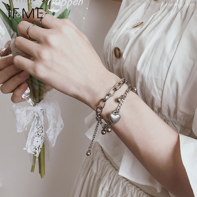 IF ME Korean Ins Hip Hop Retro Double-layer Girlfriends Bracelet Women