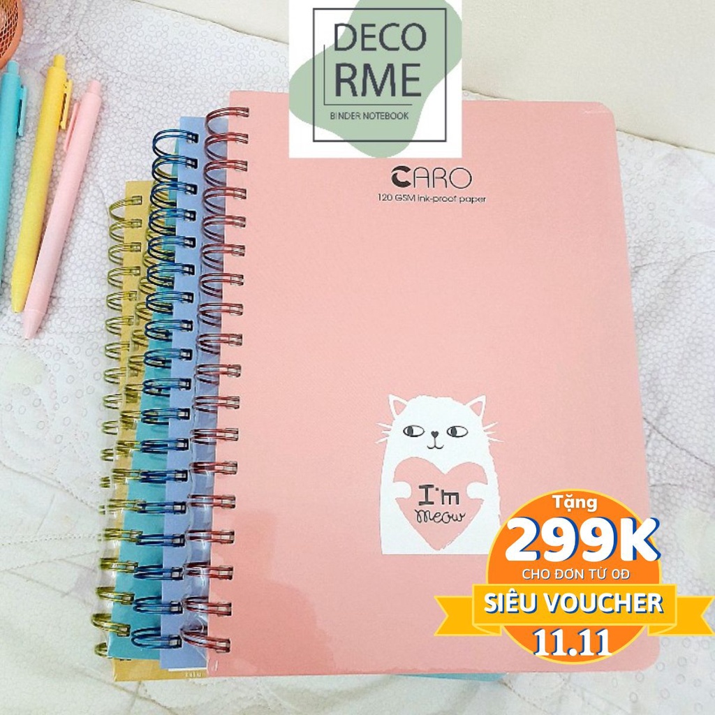 [Mã 1511LIFESALE giảm 10% đơn 99K] Sổ KLONG Caro lò xo kép B5- 200 trang nhiều màu; MS: 297