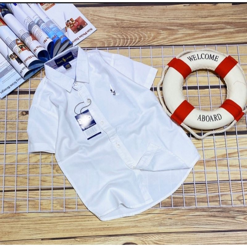 Áo sơ mi màu trơn tay ngắn cho bé trai a025 5 màu sắc