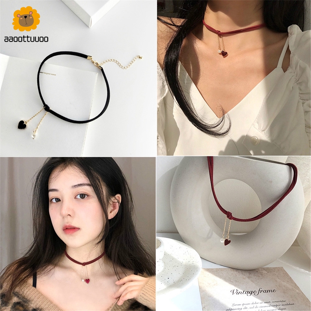 Dây Chuyền Mặt Hình Trái Tim Phong Cách Hàn Quốc Cho Nữ