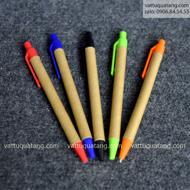 Combo 50 cây phôi bút viết bi giấy eco giấy kraft, tái chế chưa in nhiều màu