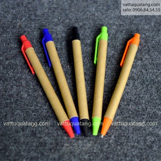 Combo 50 cây phôi bút viết bi giấy eco giấy kraft, tái chế chưa in nhiều màu