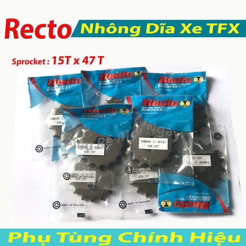 Nhông Sên Dĩa 15T và 47T Recto xe Yamaha TFX, Exciter 150, Sên DID Đen Nhật Bản