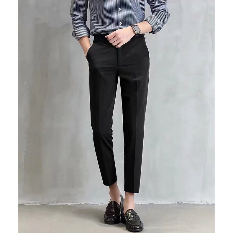 Quần Tây Đen Ôm Dáng Phong Cách Anh Quốc Lịch Lãm Cho Nam Cỡ 28-34