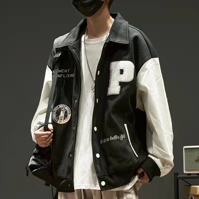 Áo khoác bomber Jacket vải nỉ phối tay da, áo bomber bóng chày nam nữ unisex form rộng Đồng phục bóng chày nam thanh niên thời trang unisex thêu tay