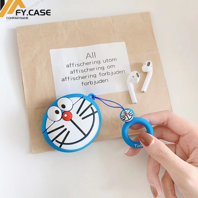 Vỏ Bảo Vệ Hộp Sạc Tai Nghe AirPods 1 2 3 Pro Bằng Silicon Họa Tiết Hoạt Hình Doremon Dễ Thương Chống Sốc Kèm Móc Treo Tiện Dụng