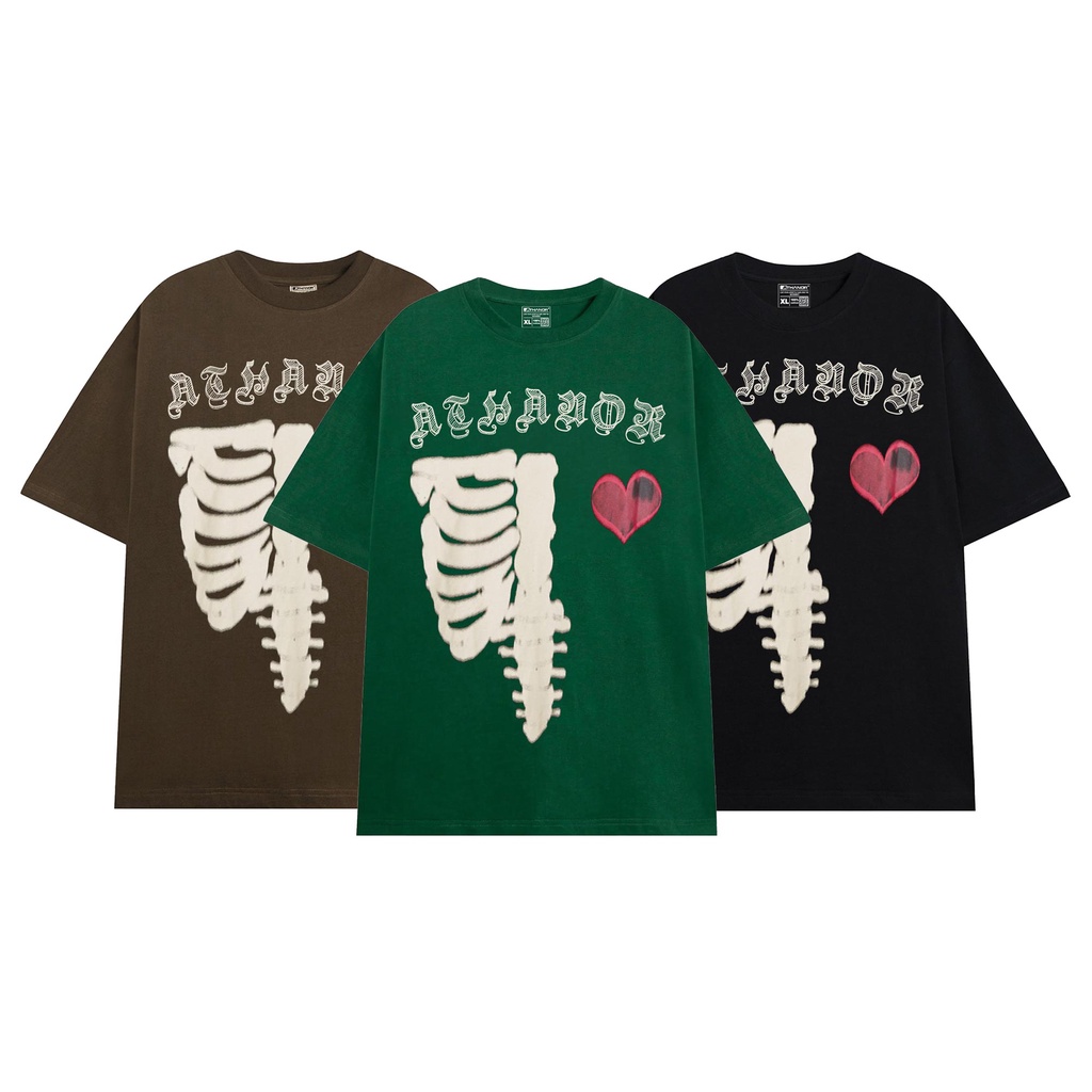 Áo phông form rộng ATHANOR tay lỡ unisex chất liệu 100% cotton mẫu HEART