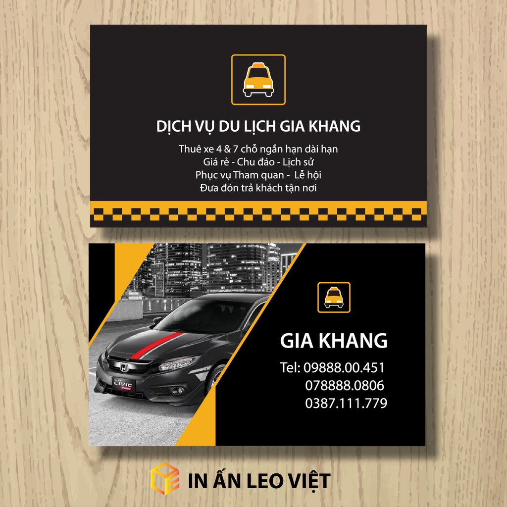 Name card danh thiếp cho xe TAXI kích thước 8.8x5.3cm thiết kế theo yêu cầu Giấy C300 Cán Màng Mờ