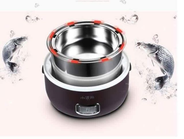 Nồi cơm điện mini inox 3 tầng Kiểu dáng lạ độc đáo, chất liệu inox an toàn, nấu cơm, luộc trứng, rau củ hấp thức ăn.....