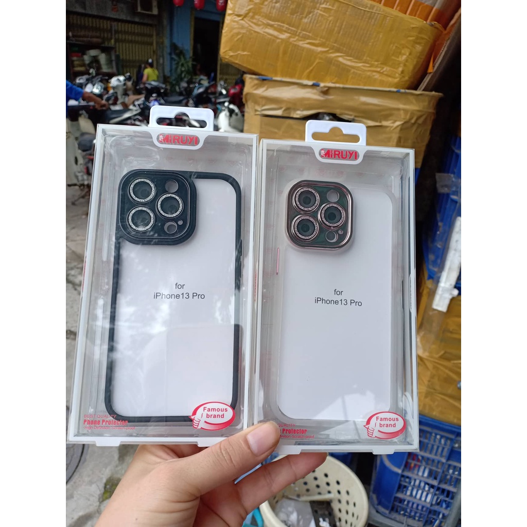 Ôp lưng trong viền màu Camera nhũ siêu đẹp cho iPhone 13/13 Pro/.13 Pro max . Hãng Miruyi