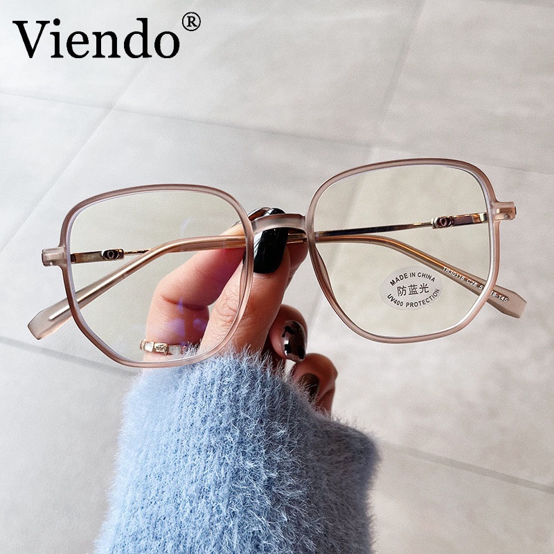 Kính mắt VIENDO tròng vuông đổi màu chống ánh sáng xanh chống tia UV độ cận theo yêu cầu thời trang unisex