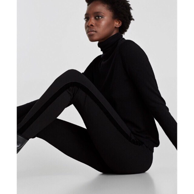 Quần legging zara auth sọc da hai bên size s use