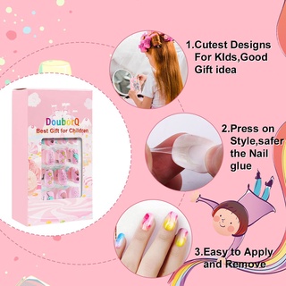 【Vn 3-8 】 awei1 84 pieces/set of 7 cute baby nails easy to stick colorful cartoon children can disassemble full cover na