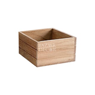 Hộp gỗ căm xe thấp vuông 14x14x8.5cm | Chậu trồng cây