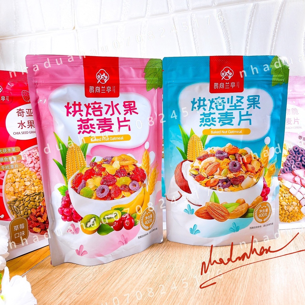 Một gói ngũ cốc mix hạt dinh dưỡng sữa chua khô ăn liền Oat Meal hongkong gói lớn 400gam đủ vị