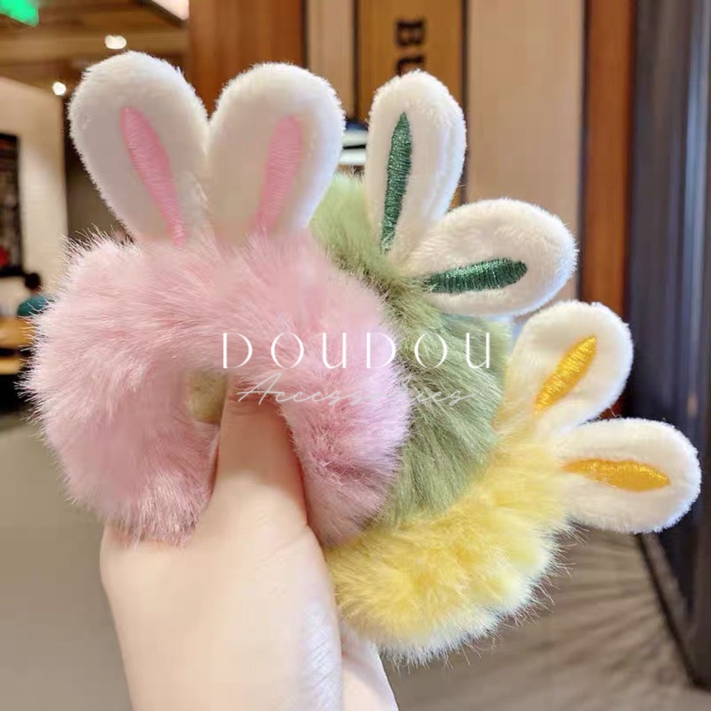 Phụ kiện tóc Doudou Dây cột tóc lông thỏ Cột tóc nữ mềm mịn họa tiết tai thỏ xinh phong cách Hàn Quốc thời trang FQ015