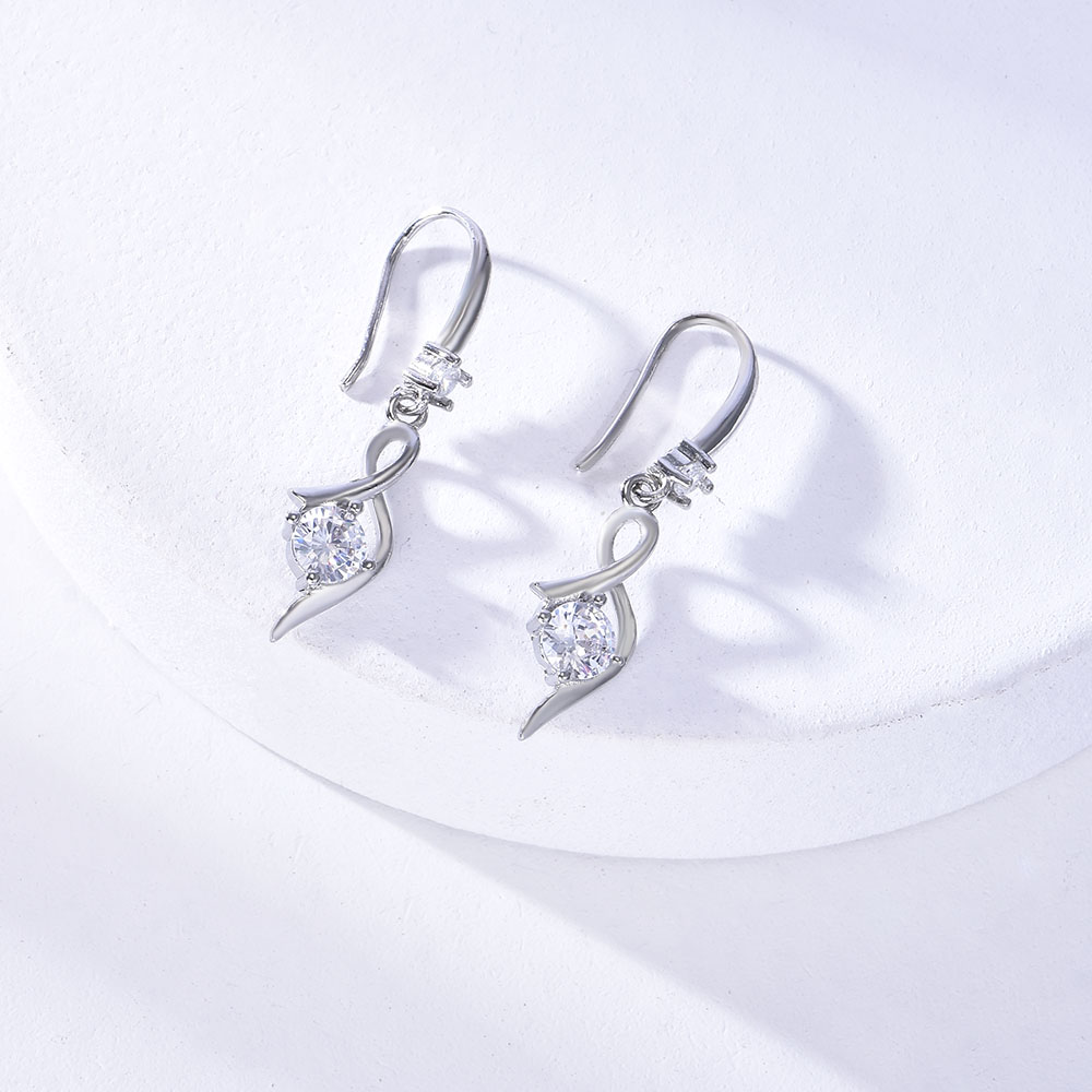 1 Đôi Bông Tai Hình Giọt Nước Đính Đá Sapphire Trắng Đơn Giản Cho Nữ