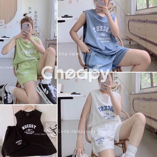 Set đồ bộ tanktop CEST freesize đen trắng xanh ba lỗ kiểu dáng thể thao năng động thời trang nam nữ C361