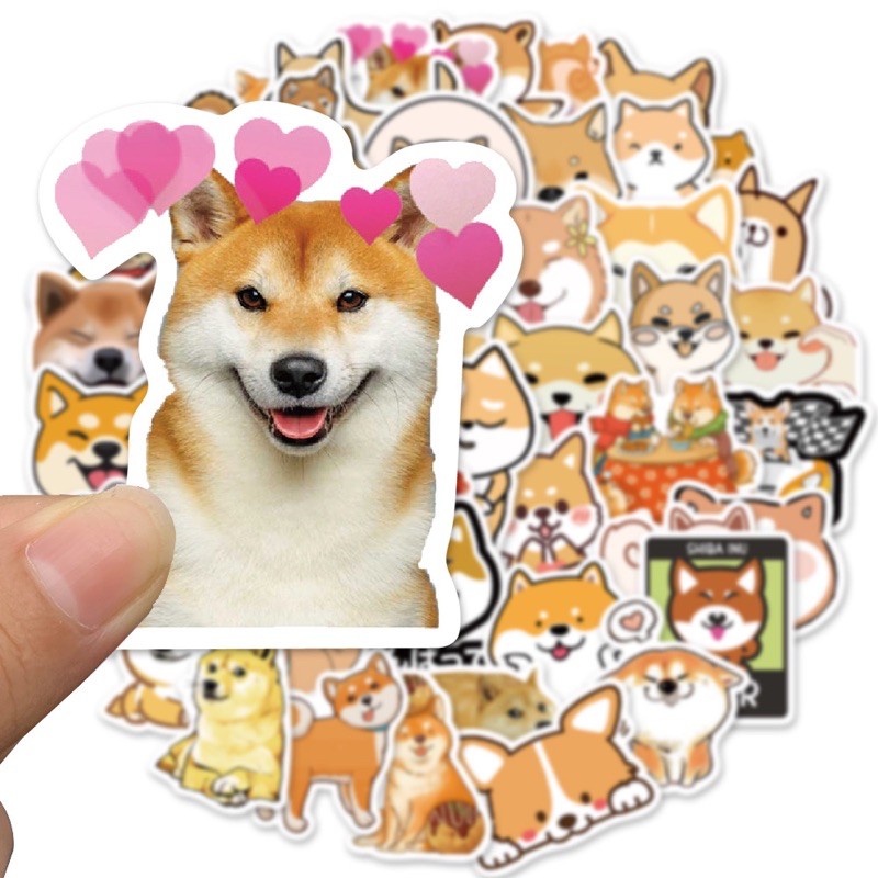 sticker chó shiba chống thấm nước trang trí