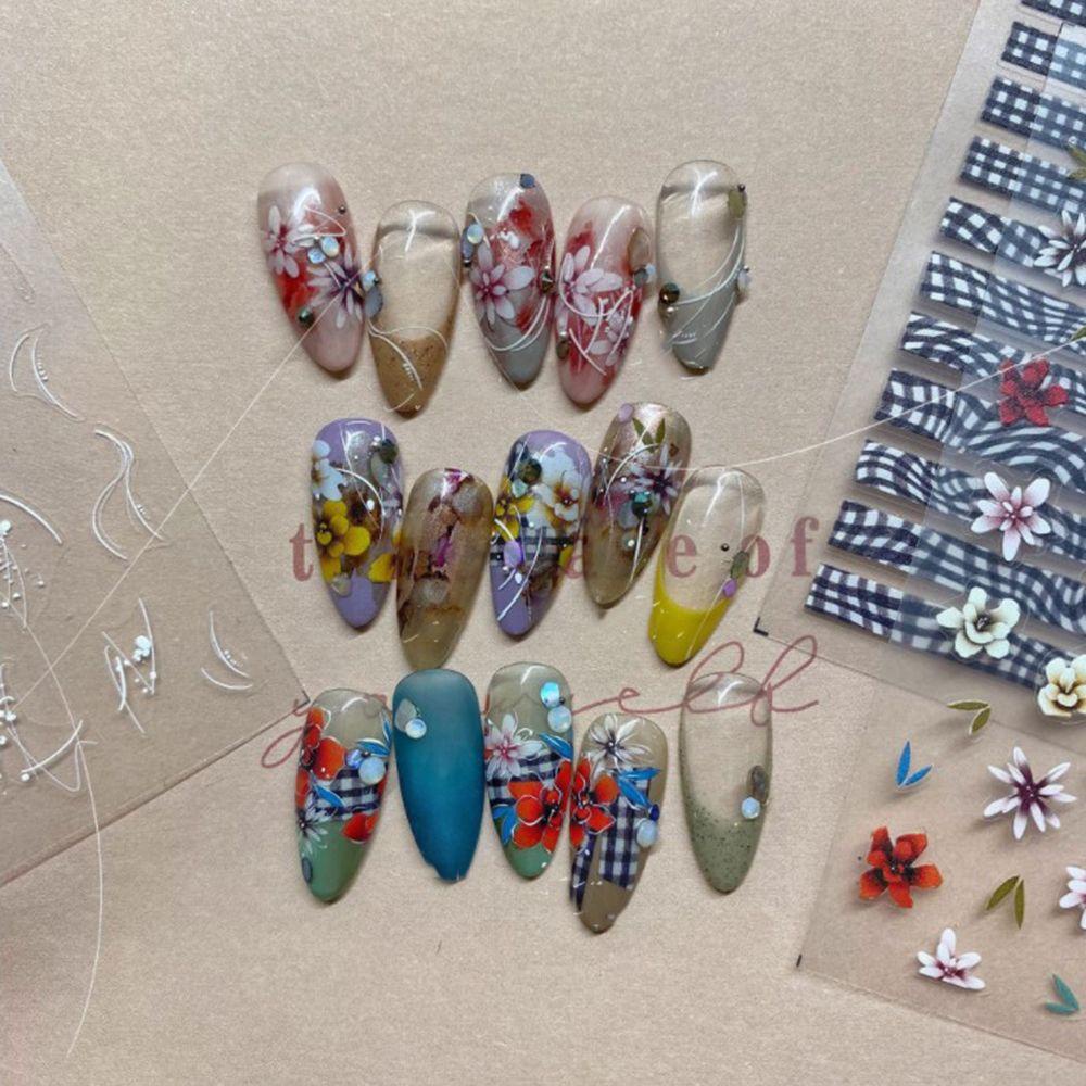 Miếng Dán Trang Trí Móng Tay Siêu Mỏng Thời Trang|Sticker Dán Móng Nghệ Thuật Họa Tiết Kẻ Ô Trắng Đen
