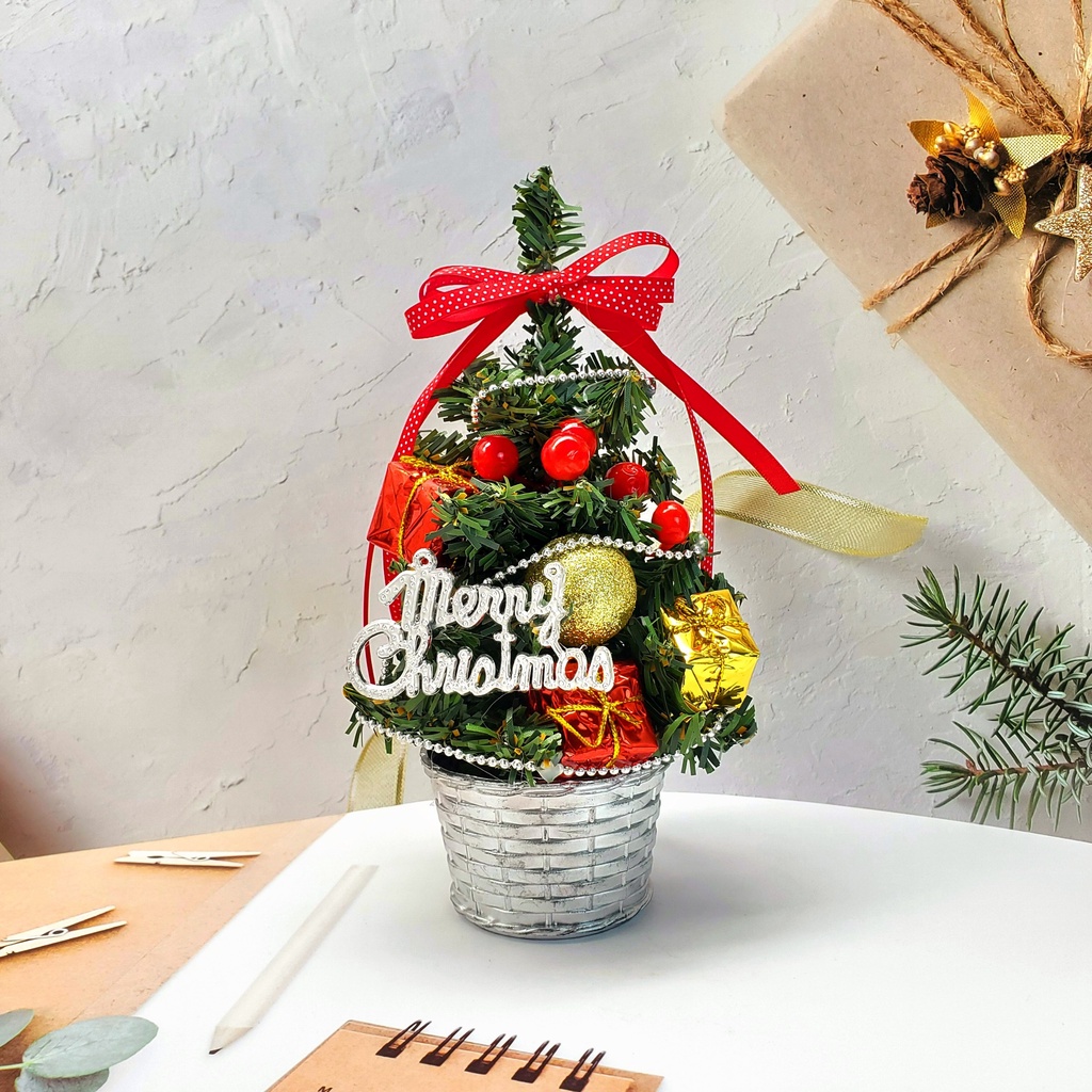 Cây Thông Nhí Để Bàn TNM09 Trang Trí Giáng Sinh Cao 20cm