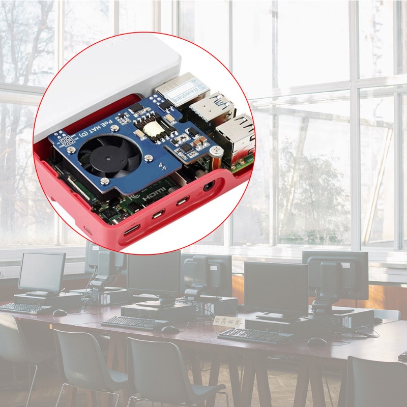 Vỏ Bảo Vệ Kèm Quạt Tản Nhiệt Và Giá Đỡ Gắn 802.3af Cho Raspberry Pi 4 / 3 B +