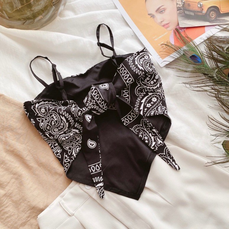 Áo Yếm Nữ Thổ Cẩm Vải Lụa Cột Nơ Hai Màu So Hot | BigBuy360 - bigbuy360.vn