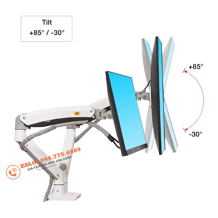 [2 Màu Đen Trắng] Giá Treo Hai Màn Hình NB-F195A 22 - 32 Inch - Tay Treo Hai Màn Hình Máy Tính NorthBayou