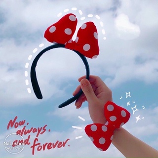 Cài bờm và cột tóc noel nơ mickey đỏ chấm bi, băng đô, giáng sinh, tết